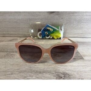 NEW QUAY Gold Beige Blush Polarized Coffee Run Mini 126 Sunglasses + Case